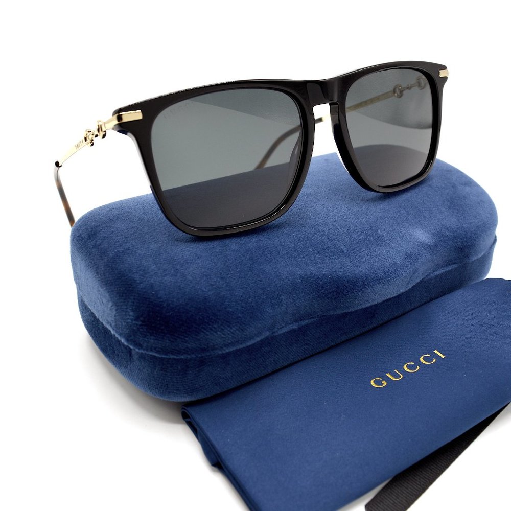 NEW GUCCI GG0915S 001 BLACK GOLD GREY AUTHENTIC SUNGLASSES - Picture 4 of 11